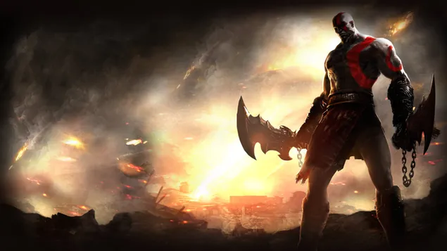 Hình nền kỹ thuật số Kratos of Gods of War tải xuống