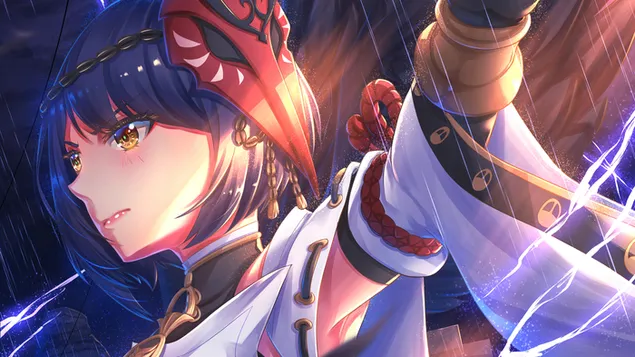 kujou sara | genshin impact (anime videohra) stiahnut