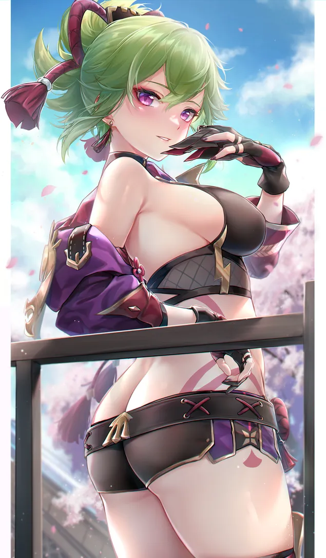 Tapeta Kuki Shinobu horké zadní pozice | Genshinův dopad 4K