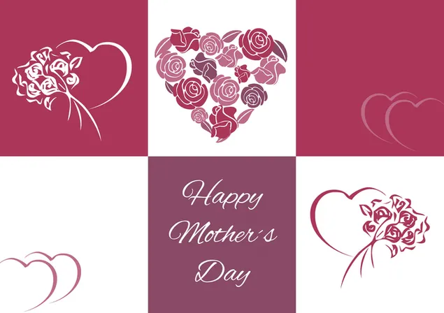 Künstlerische Herzen und Blumenlayouts zum Muttertag