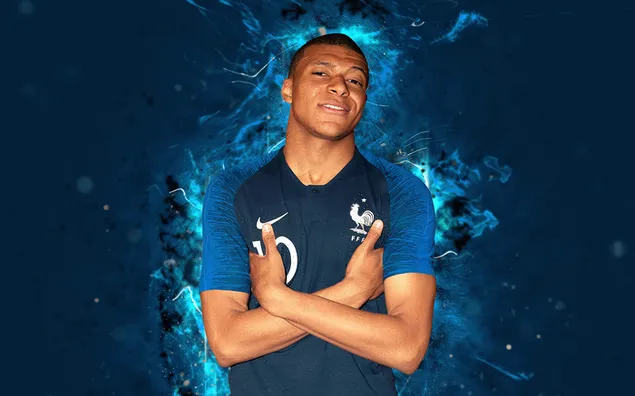 Kylian Mbappe Pose der französischen Nationalmannschaft