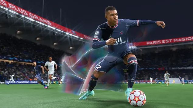 'Kylian Mbappe' in Football Stadium - FIFA 22 (Video Game)