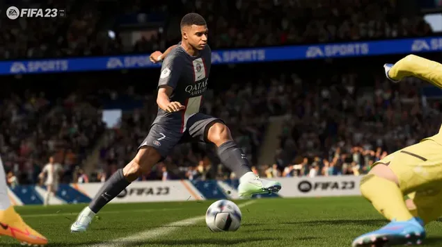 Kylian Mbappe vecht voor Paris Saint-Germain in het stadion van de FIFA 23-videogameserie download