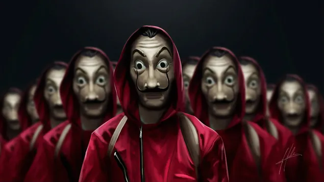 La casa de papel mask 2K kertas dinding