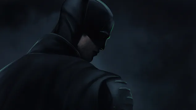 La foto de la película Batman 2022 de Batman en tonos negros profundos