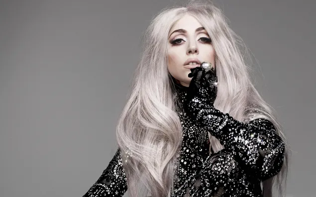 'Lady Gaga' en vestido negro reluciente | cantante estadounidense descargar