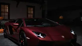Lamborghini Aventador in the Halloween Night 2K wallpaper