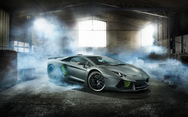 Lamborghini Aventador in het gebouw