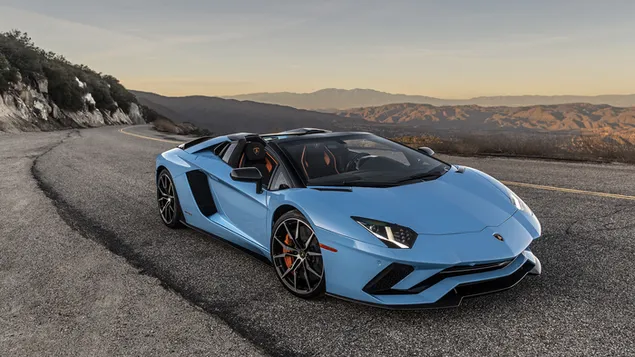 Lamborghini Aventador S Blauw 2K achtergrond