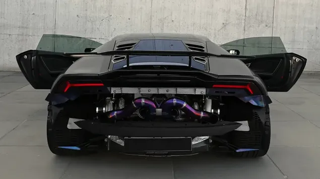 Lamborghini huracan evo doors open rear view