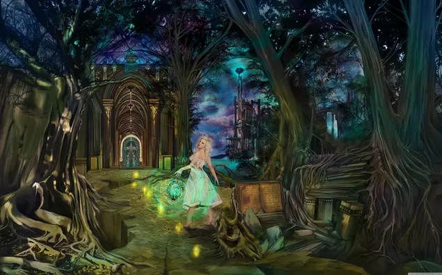 Land waar sprookjes worden verteld en prachtige tekening van mooie prinses download