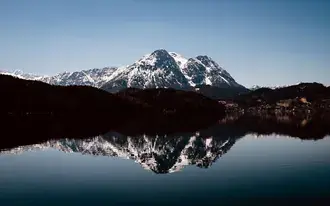 湖水中倒映的雪山风景 4K 壁纸