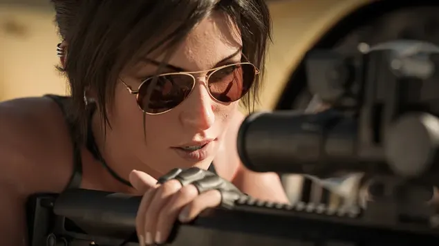 Lara Croft Tomb Raider disparando descargar