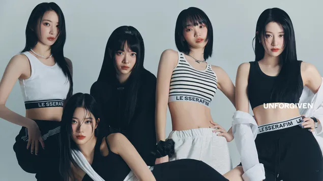 LE SSERAFIM כל החברים ב-Unforgiven MV (Dewy Sage Vers.) Shoot 4K טפט