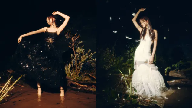 צילום Kazuha של LE SSERAFIM באלבום 'קל' (Featherly Lotus Ver.) 4K טפט