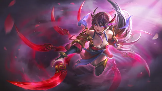 دختر انیمه League of Legends Irelia blue eye کاغذدیواری  HD