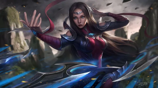 Páipéar balla League of Legends cailín anime Irelia gesuringHD