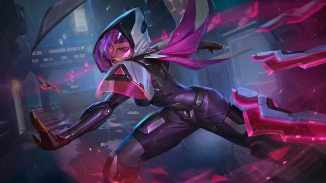 Páipéar balla Anime League of Legends cailín Irelia ag ligean ina hata4K