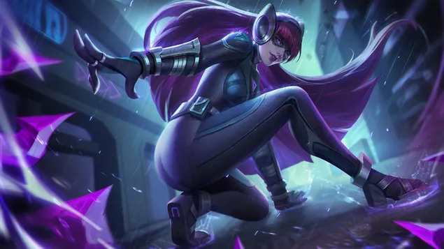Páipéar balla League of Legends cailín anime Irelia gruaig corcraHD
