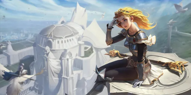 League of Legends schéin anime blonden Meedchen Lux 4K Tapeten