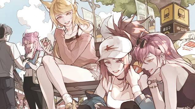 英雄联盟：K/DA 流行歌星女孩（全力以赴 2020 动漫 FA） 4K 壁纸