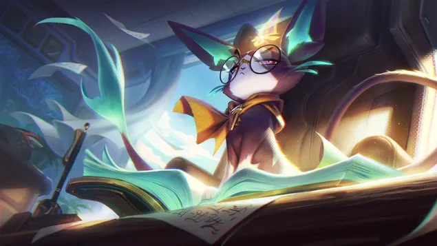 League of Legends (LOL): Battle Academia 'Yuumi' Splash Art 4K fons de pantalla