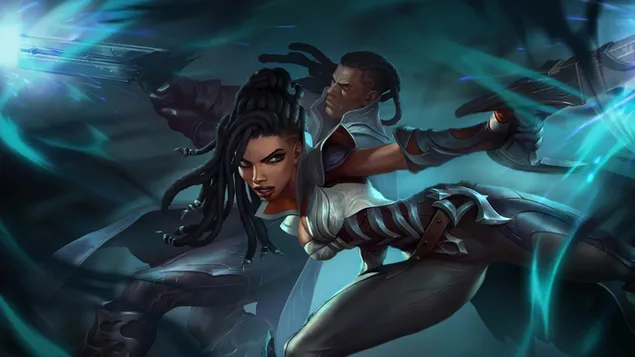 英雄联盟 (LOL) - 与卢锡安对战“塞纳”（符文之地传奇） 4K 壁纸