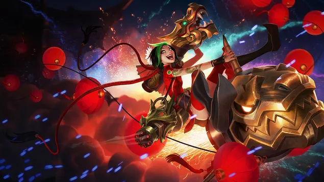 Páipéar balla League of Legends (LOL) - Firecracker 'Jinx' Splash Art4K