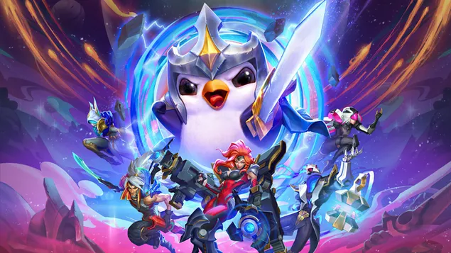 League of Legends (LOL) - Galaxies Penguin 'Featherknight' Teamfight-tactieken 4K achtergrond