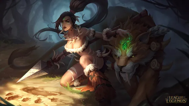 League of Legends (LOL) - Hunter 'Nidalee' Splash Art 4K pozadina