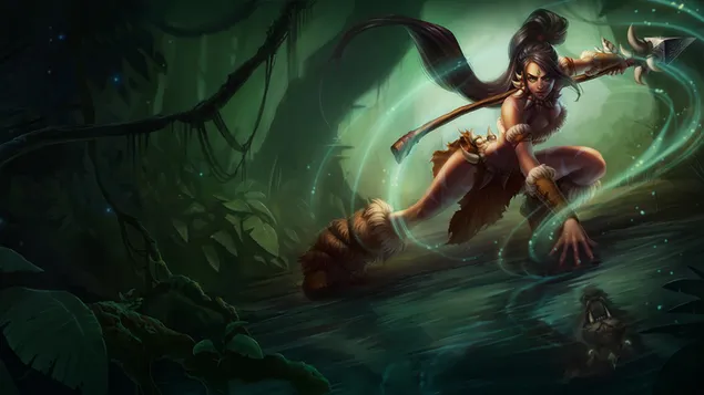 League of Legends (LOL) - 'Nidalee' Splash Art 4K pozadina