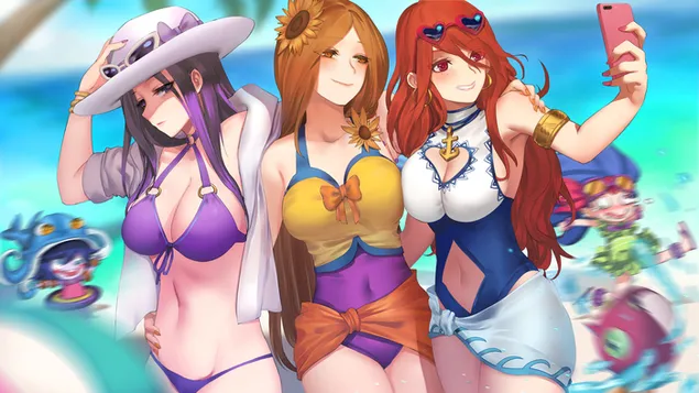league of legends (lol) - poolpartytjie caitlyn met miss fortune & leona aflaai