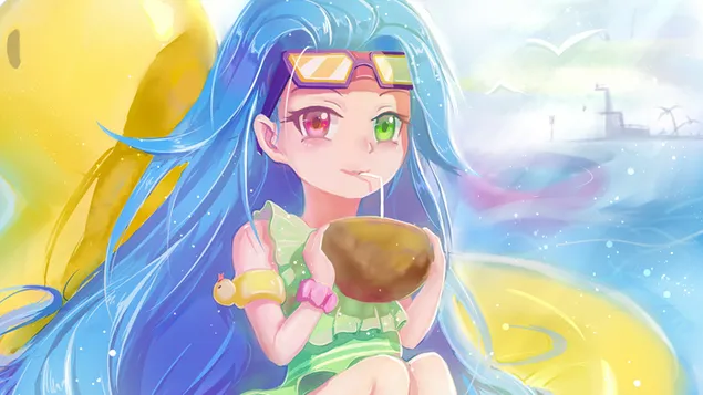 League of Legends (LOL) - Pool Party Zoe (Anime Fanart) 4K achtergrond