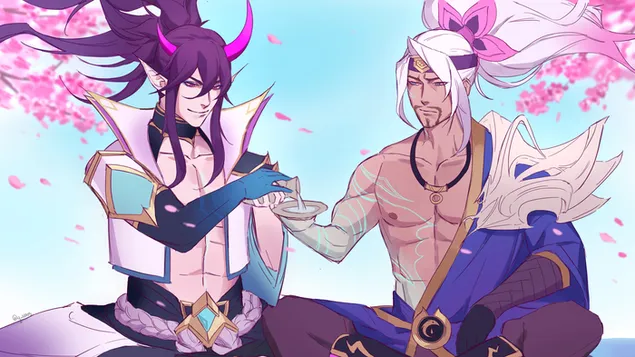 League of Legends (LOL) - "Spirit Blossom" Yasuo con Thresh (Anime FA) 4K sfondo