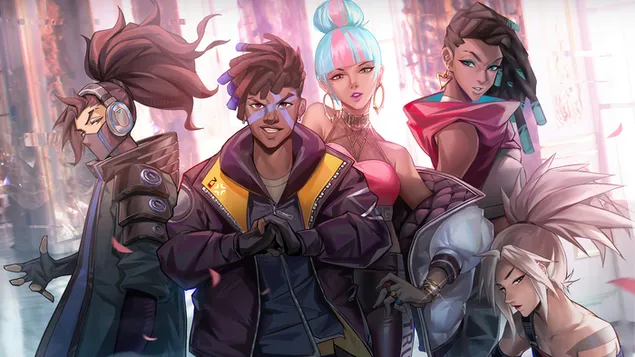 Taustpilt League of Legends (LOL) – "True Damage" lahingutšempionid (Anime FA) 4K