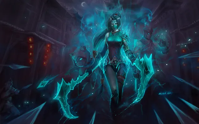 League Of Legends - Загадочная девушка с призраками 4K обои