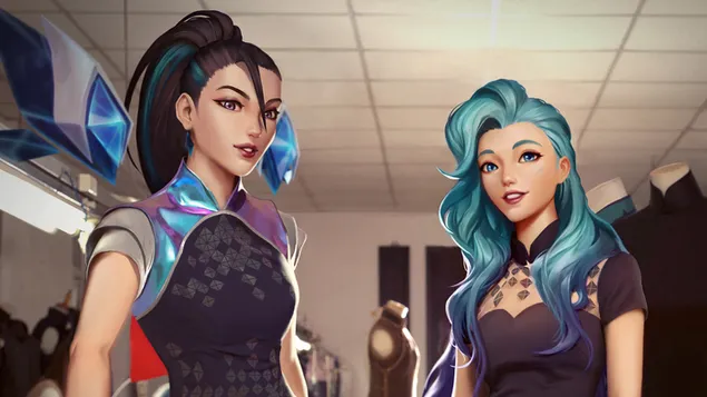 Hình nền Liên minh huyền thoại: PopStar Kai'Sa với Seraphine (Hết) 4K