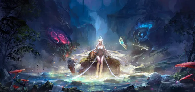 League of Legends video game gadis anime ruang terbuka 4K wallpaper