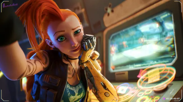 League of Legends video game anime rambut oranye (Jinx - LOL) 4K wallpaper