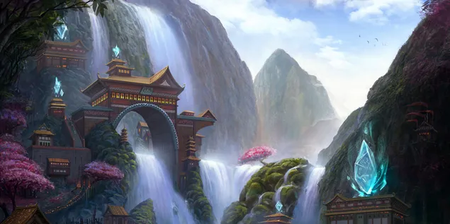 League Of Legends - Wasserfallmalerei 4K Hintergrundbild