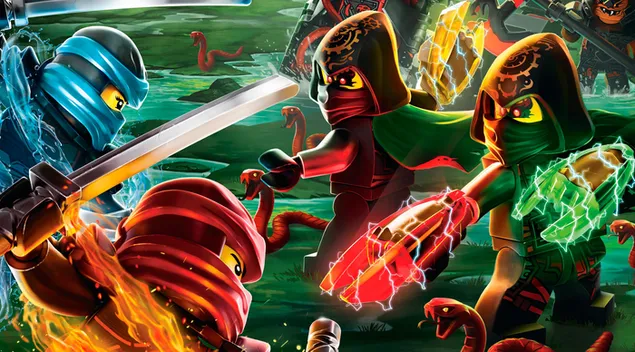 Lego ninjago: Mjeshtra të spinjitzu 4K sfond