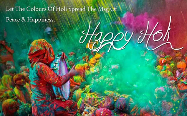 Biarkan warna Holi menyebarkan pesan kedamaian & kebahagiaan [Happy Holi] unduhan
