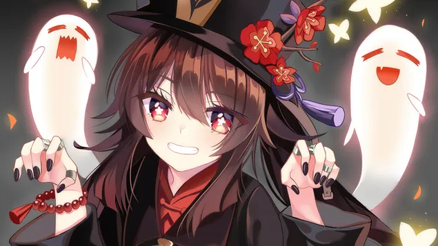 Let the Living Beware 'Hu Tao' - Genshin Impact [Anime-videospeletjie] 4K muurpapier