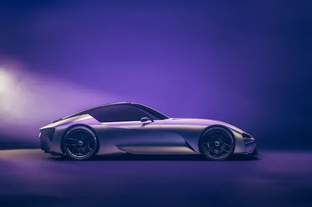 雷克薩斯電動運動概念銀帶紫光（側視） 4K 壁紙
