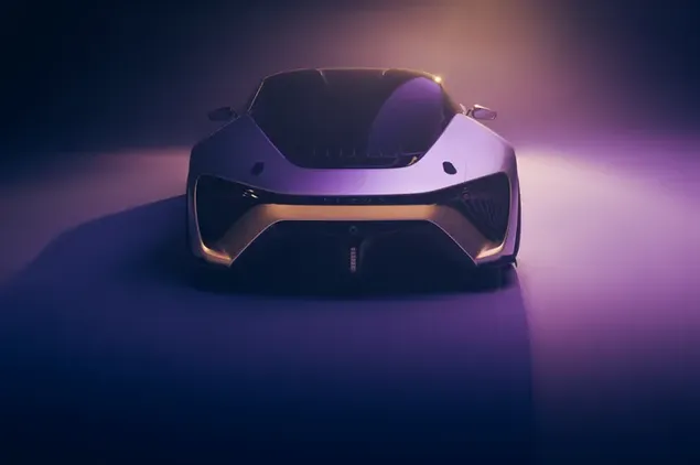 雷克薩斯電動運動概念銀帶紫光（前視圖） 4K 壁紙