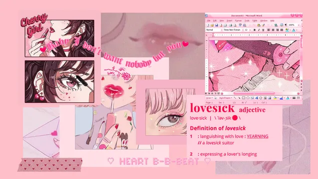 恋に悩む少女 – レトロなアニメ – ピンクの y2k の美学。 ダウンロード