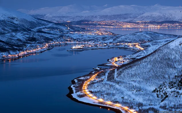 Lichten in Noors dorp