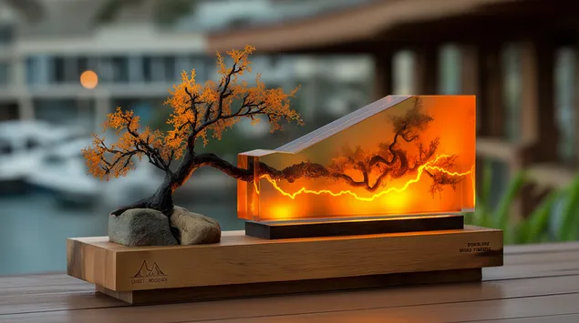 lichtenberg figuurboomkuns met oranje gloeduitstalling aflaai