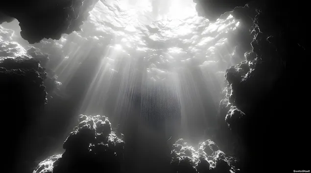 Ligstrale Deur die Afgrond 2K muurpapier