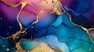 Liquid Galaxy: Dreamlike Patterns and Golden Details 8K wallpaper